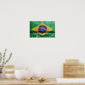 Poster Drapeau du Brésil sur le mur (Cuisine)
