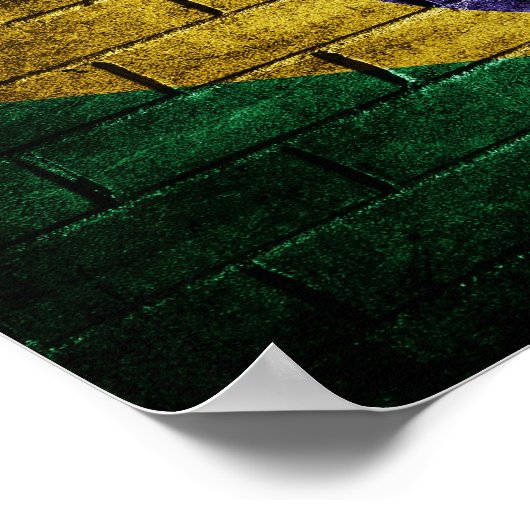 Poster Drapeau du Brésil sur le mur (Coin)