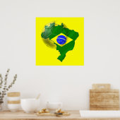 Poster Drapeau du Brésil tee - shirts de balle de footbal (Cuisine)