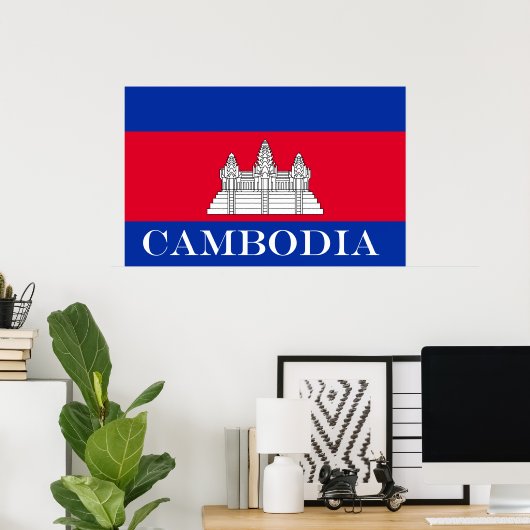 Poster Drapeau du Cambodge (Bureau à domicile)