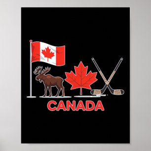 Poster Drapeau du Canada Feuille d'érable canadienne Cerf