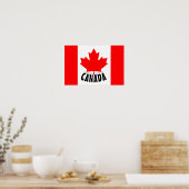 Poster Drapeau du Canada Rouge Blanc Feuille d'érable Can (Cuisine)