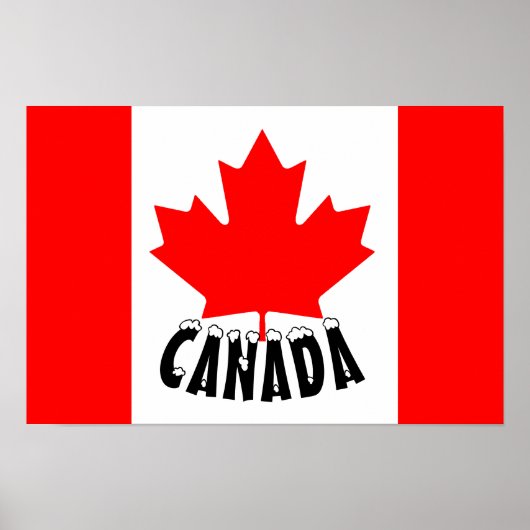 Poster Drapeau du Canada Rouge Blanc Feuille d'érable Can (Devant)