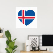 Poster Drapeau du cœur de l'Islande (Bureau à domicile)