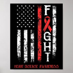 Poster Drapeau du guerrier des maladies cardiaques