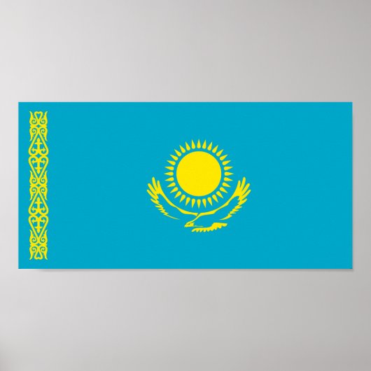 Poster Drapeau du Kazakhstan (Devant)