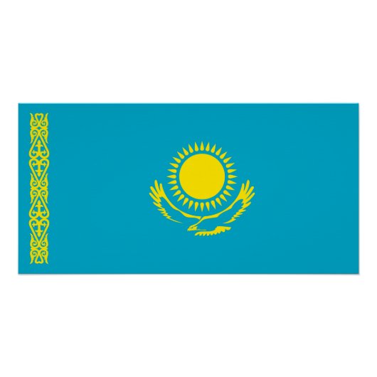 Poster Drapeau du Kazakhstan (Devant)