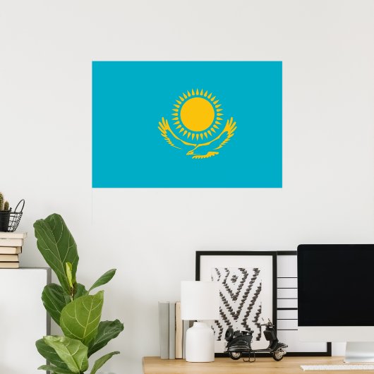 Poster Drapeau du Kazakhstan (Bureau à domicile)