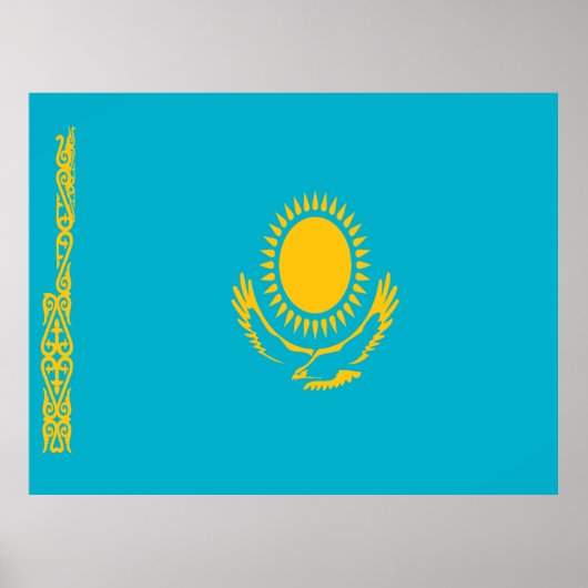 Poster Drapeau du Kazakhstan (Devant)