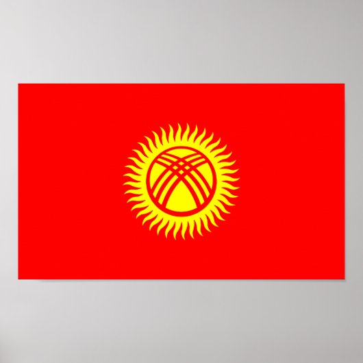 Poster Drapeau du Kirghizistan (Devant)