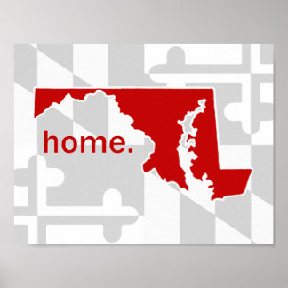 Poster Drapeau du Maryland/Pop d'état de couleur - rouge