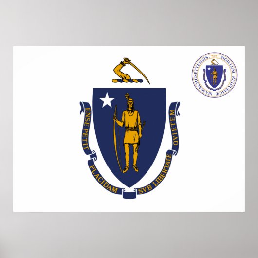 Poster Drapeau du Massachusetts (Devant)