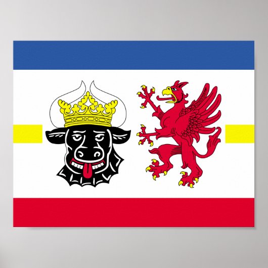 Poster Drapeau du Mecklembourg-Poméranie occidentale (Devant)