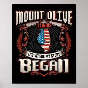Poster Drapeau du mont Olive Illinois Usa 4 juillet