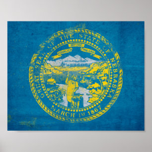 Poster Drapeau du Nebraska en détresse