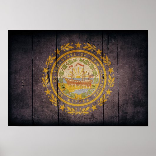 Poster Drapeau du New Hampshire en bois robuste (Devant)