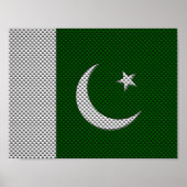 Poster Drapeau du Pakistan avec effet carbone (Devant)
