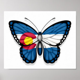 Poster Drapeau du papillon du Colorado