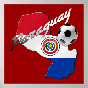 Poster Drapeau du Paraguay de football