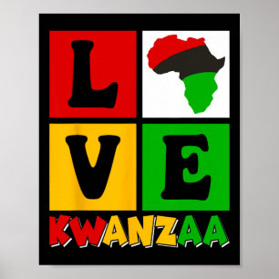 Poster Drapeau du patrimoine africain Love Kwanzaa