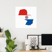 Poster drapeau du pays du paraguay forme silhouette (Bureau à domicile)