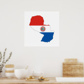 Poster drapeau du pays du paraguay forme silhouette (Cuisine)
