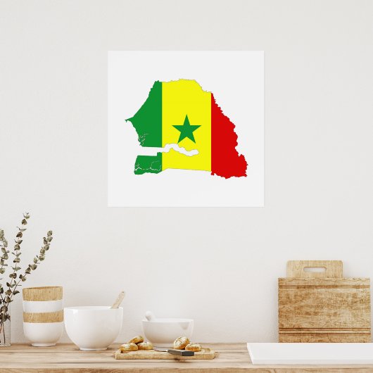 Poster drapeau du pays du sénégal forme silhouette (Cuisine)