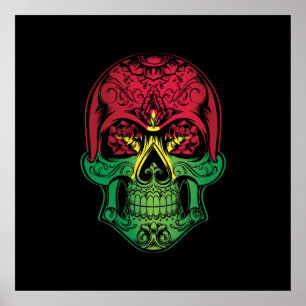 Poster Drapeau Du Peau Et Rose Du Burkina Faso