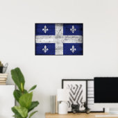 Poster Drapeau du Québec style grunge érodé (Bureau à domicile)
