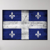 Poster Drapeau du Québec style grunge érodé (Devant)