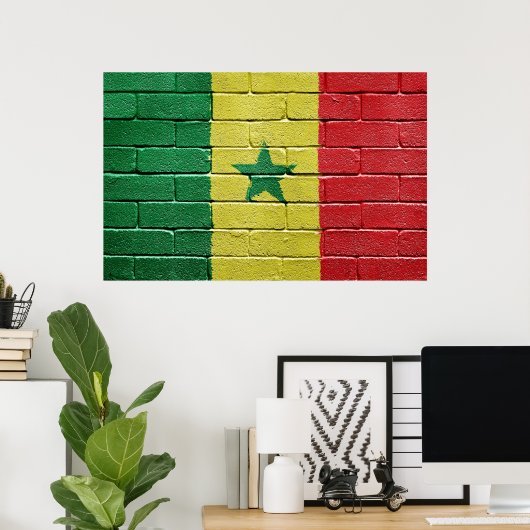 Poster Drapeau du Sénégal (Bureau à domicile)