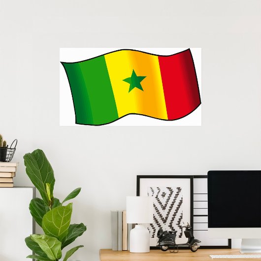 Poster Drapeau du Sénégal Fierté sénégalaise Vert Jaune R
