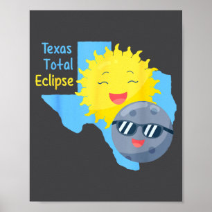Poster Drapeau du Texas drôle Éclipse solaire totale