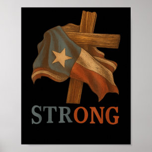 Poster Drapeau du Texas fort Croix chrétienne Fierté du T