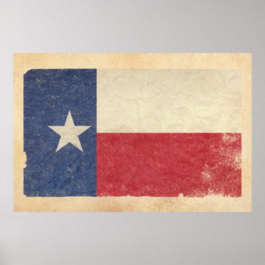 Poster Drapeau du Texas vieilli (Devant)