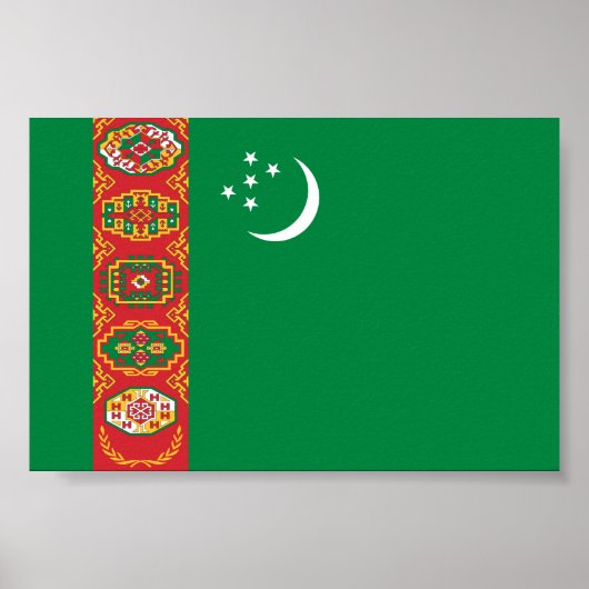 Poster Drapeau du Turkménistan (Devant)