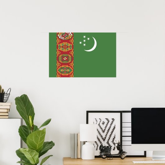 Poster Drapeau du Turkménistan (Bureau à domicile)