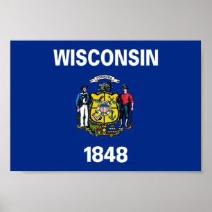 Poster Drapeau du Wisconsin