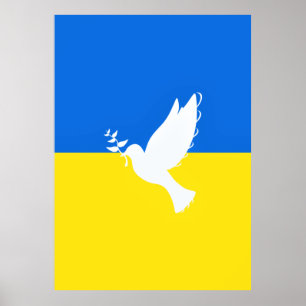 Poster Drapeau d'Ukraine - Dove of Peace - Freedom - Peac