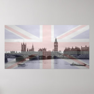 Poster Drapeau d'Union Jack d'horizon de Londres