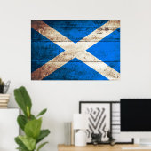 Poster Drapeau écossais sur le vieux grain de bois (Bureau à domicile)