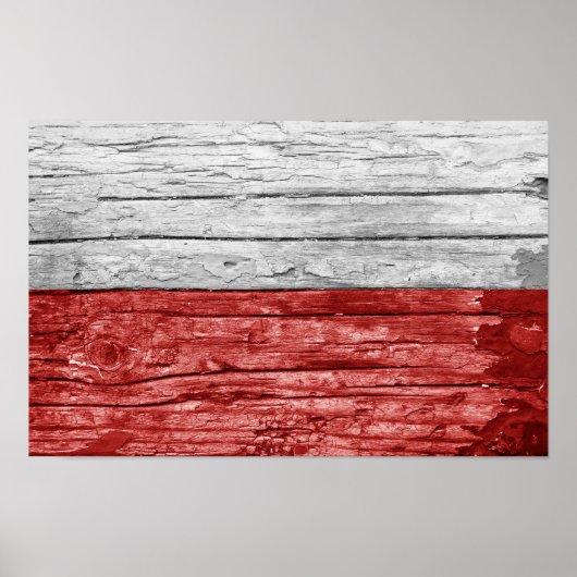 Poster Drapeau en bois de Pologne (Devant)