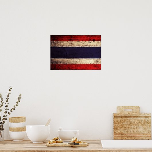 Poster Drapeau en bois de Thaïlande (Cuisine)