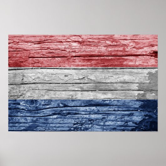 Poster Drapeau en bois des Pays-Bas (Devant)