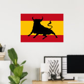 Poster Drapeau espagnol avec taureau (Bureau à domicile)