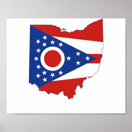 Poster Drapeau et carte de l'État de l'Ohio (Devant)