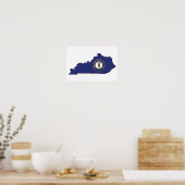 Poster Drapeau et carte de l'État du Kentucky (Cuisine)