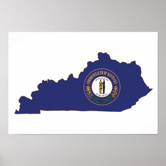 Poster Drapeau et carte de l'État du Kentucky (Devant)