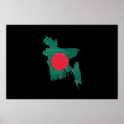 Poster Drapeau et carte du Bangladesh (Devant)