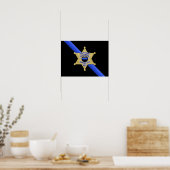 Poster Drapeau et insigne de la Ligne Bleue Mince (Cuisine)